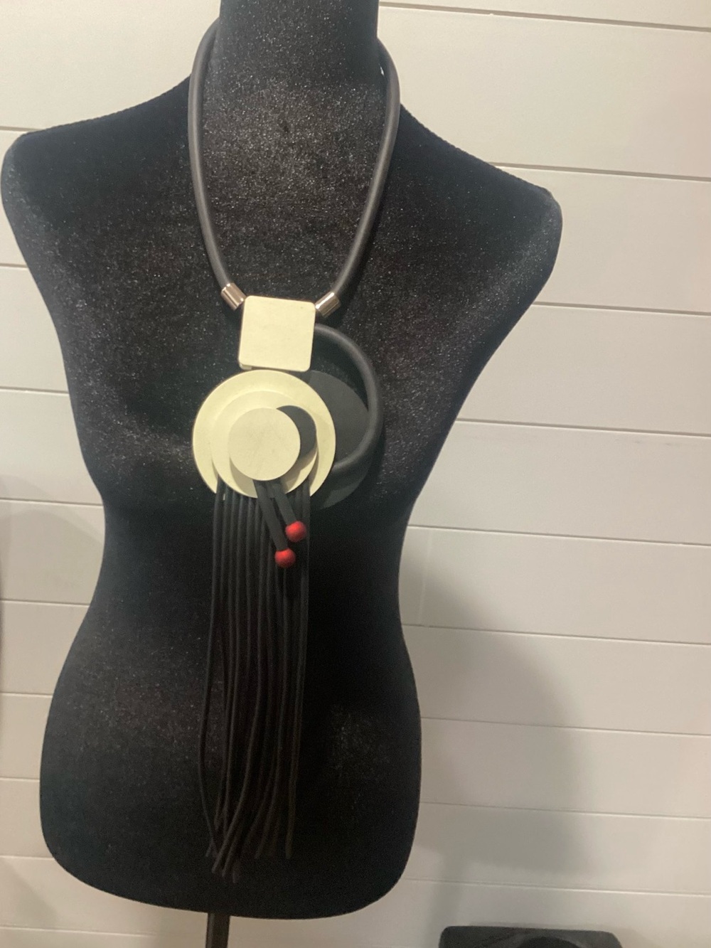 Black and Gold Statement Tassel Necklace